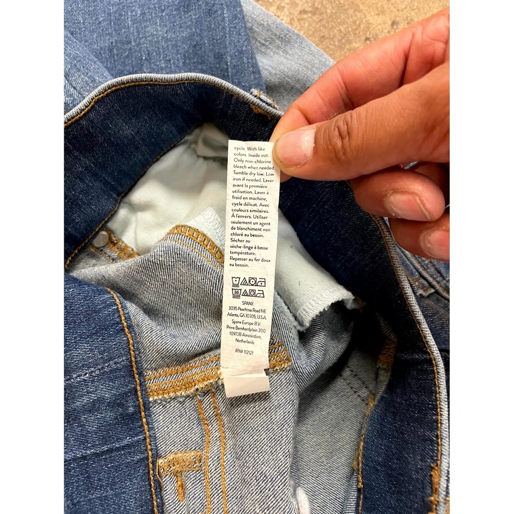 Spanx Jeans Womens Small Blue Denim Cotton Stretch Pull on Mid Rise Straight Leg - Picture 8 of 16